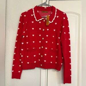 Red Heart Pattern Cardigan